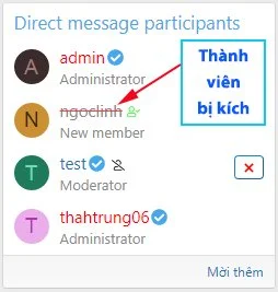 Kích thành viên trong cuộc trò chuyện/ tin nhắn trực tiếp
